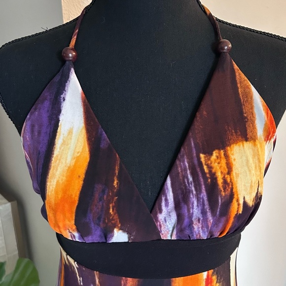 Elegant Open Back Multicolor Halter Maxi Dress - Picture 2 of 8